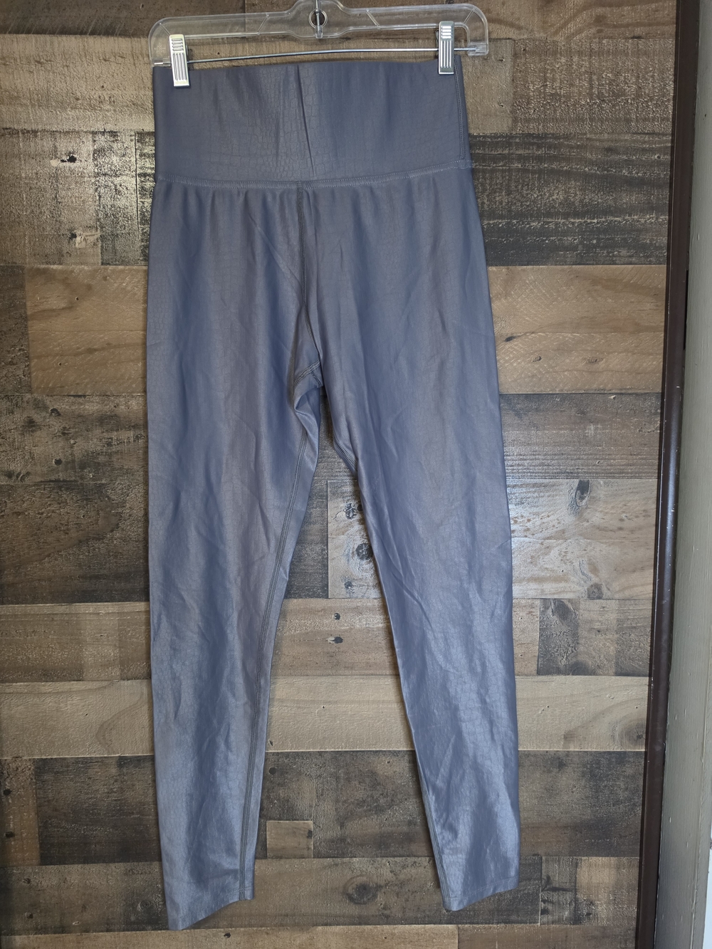 Carbon38 High-Waist Leggings in Slate Gray/Purple